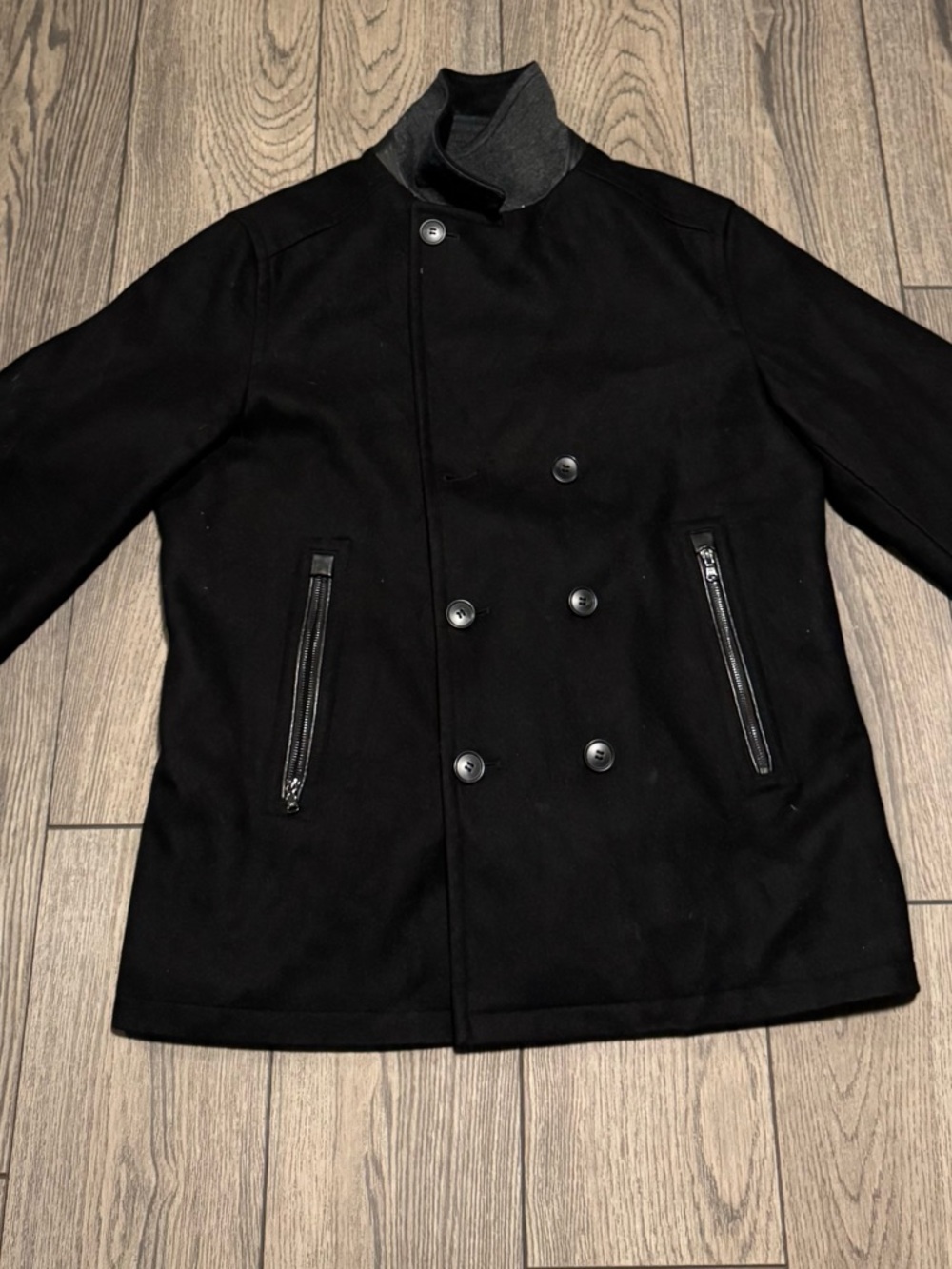 Michael Kors Black Trench Coat Black Buttons Pockets Size XL (Read)
